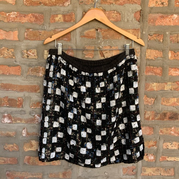 VINTAGE Two Piece Black Sequin Skirt & Top L XL - Picture 4 of 6